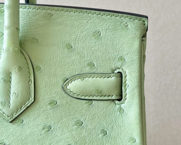Birkin 30 Ostrich Vert Criquet (3I) Gold Hardware - Image 3