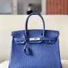 Birkin 30 Ostrich Blue Iris (77) Palladium Hardware
