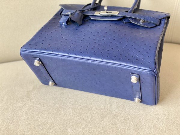 Birkin 30 Ostrich Blue Iris (77) Palladium Hardware - Image 5