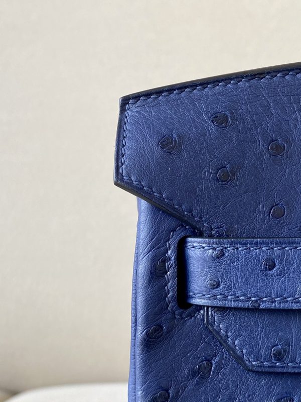 Birkin 30 Ostrich Blue Iris (77) Palladium Hardware - Image 12