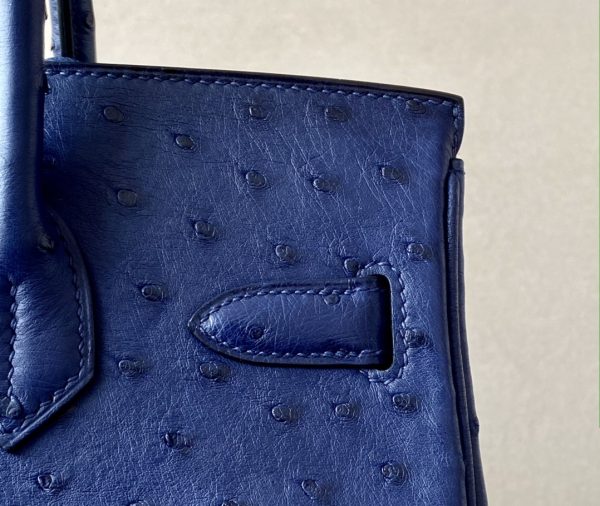 Birkin 30 Ostrich Blue Iris (77) Palladium Hardware - Image 10