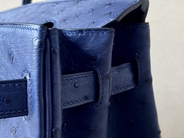 Birkin 30 Ostrich Blue Iris (77) Palladium Hardware - Image 9