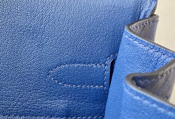 Birkin 30 Ostrich Blue Iris (77) Palladium Hardware - Image 7