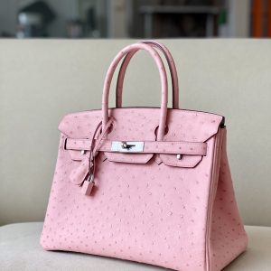 Birkin 30 Ostrich Rose Saiura(3Q) Palladium Hardware