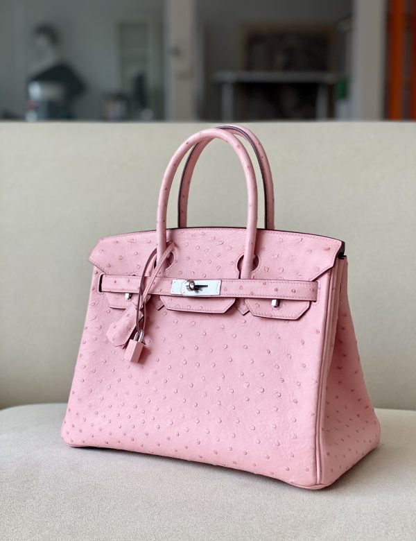 Birkin 30 Ostrich Rose Saiura(3Q) Palladium Hardware