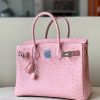 Birkin 30 Ostrich Rose Saiura(3Q) Palladium Hardware - Image 2