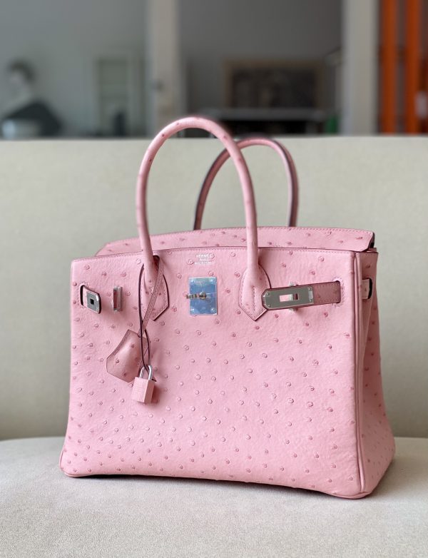 Birkin 30 Ostrich Rose Saiura(3Q) Palladium Hardware - Image 2