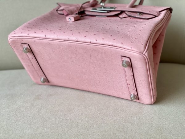 Birkin 30 Ostrich Rose Saiura(3Q) Palladium Hardware - Image 5