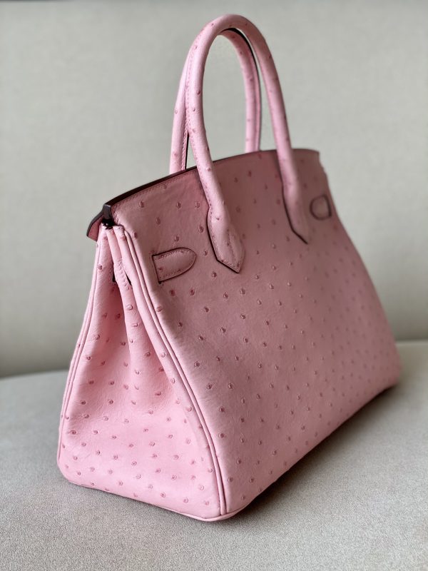 Birkin 30 Ostrich Rose Saiura(3Q) Palladium Hardware - Image 4