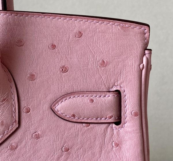 Birkin 30 Ostrich Rose Saiura(3Q) Palladium Hardware - Image 10
