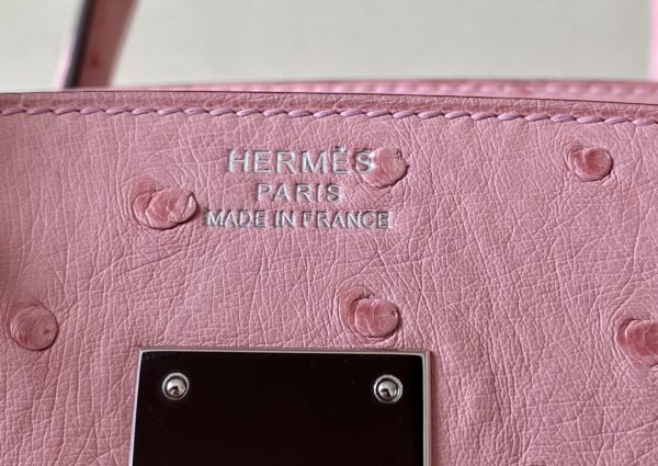 Birkin 30 Ostrich Rose Saiura(3Q) Palladium Hardware - Image 8