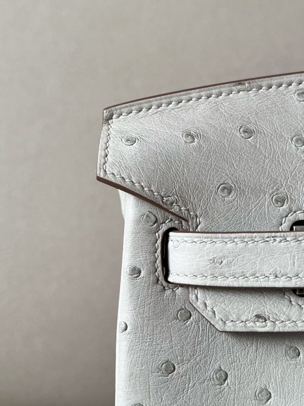 Birkin 30 Ostrich Gris Perle(80) Palladium Hardware - Image 11