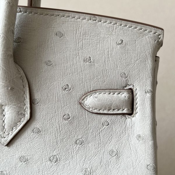 Birkin 30 Ostrich Gris Perle(80) Palladium Hardware - Image 10