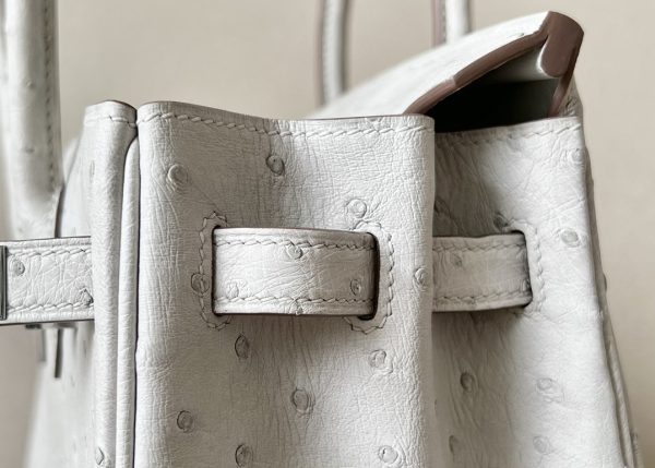 Birkin 30 Ostrich Gris Perle(80) Palladium Hardware - Image 9