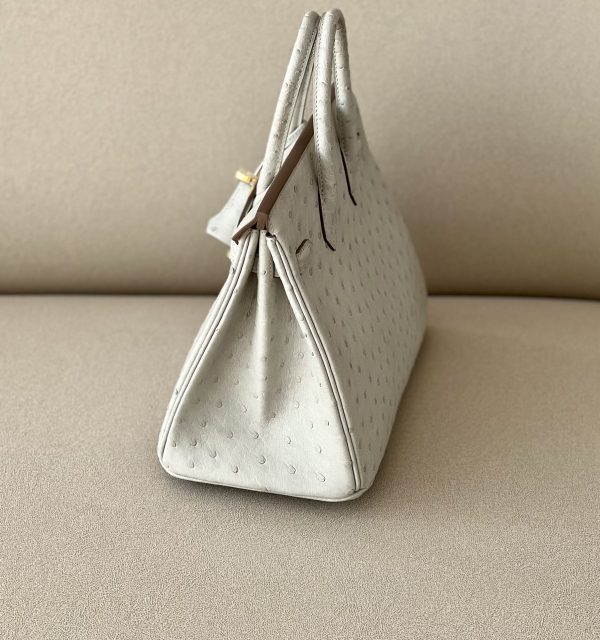 Birkin 25 Ostrich Gris Perle(80) Gold Hardware - Image 6