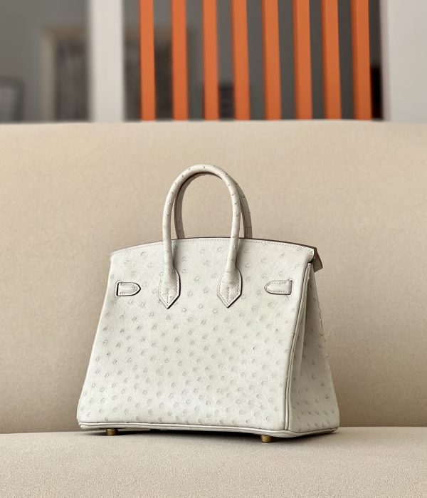Birkin 25 Ostrich Gris Perle(80) Gold Hardware - Image 2