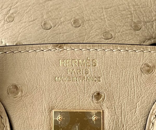 Birkin 25 Ostrich Trench(S2)Gold Hardware - Image 11