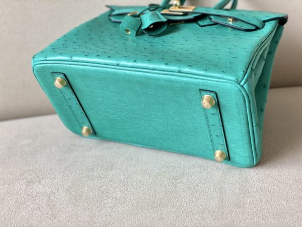 Birkin 25 Ostrich Vert Jade(O6)Gold Hardware - Image 5
