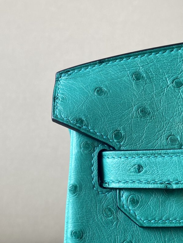 Birkin 25 Ostrich Vert Jade(O6)Gold Hardware - Image 10