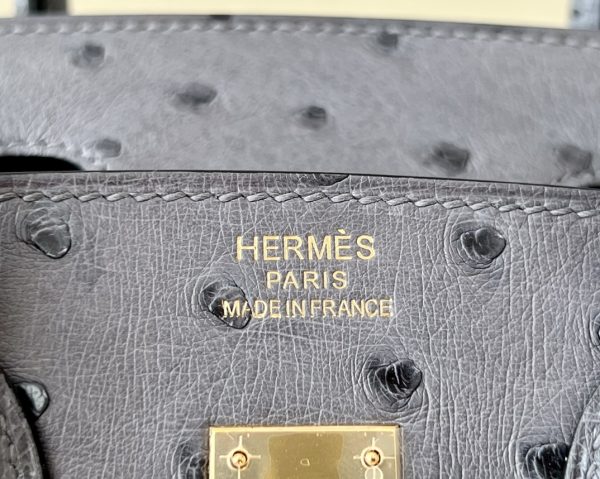 Birkin 25 Ostrich Gris Agate(82) Gold Hardware - Image 8
