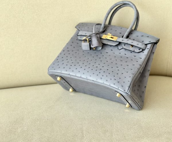 Birkin 25 Ostrich Gris Agate(82) Gold Hardware - Image 4