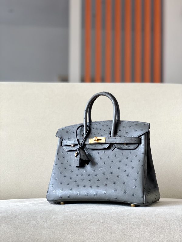 Birkin 25 Ostrich Etain(8F) Gold Hardware