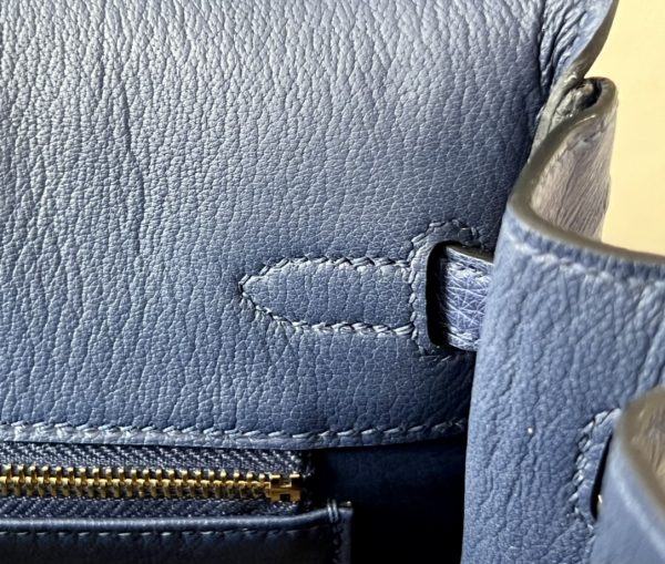 Birkin HSS 25 Ostrich Gris Agate(82) and Bleu Iris(77) Gold Hardware - Image 10