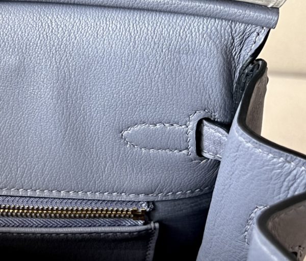 Birkin HSS 25 Ostrich Beton(8L) and Gris Agate(82) Gold Hardware - Image 11