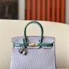 Birkin HSS 30 Ostrich Gris Agate(82)  and Vert Titlen (1T) Gold Hardware