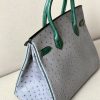Birkin HSS 30 Ostrich Gris Agate(82)  and Vert Titlen (1T) Gold Hardware - Image 4