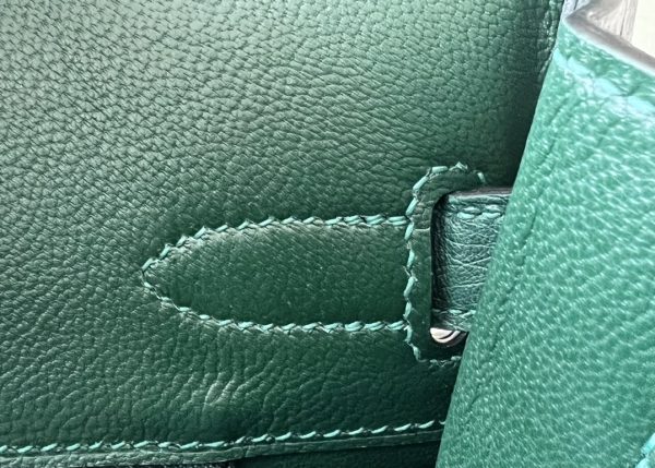 Birkin HSS 30 Ostrich Gris Agate(82)  and Vert Titlen (1T) Gold Hardware - Image 7