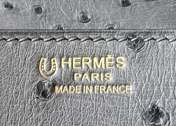 Birkin HSS 30 Ostrich Gris Agate(82)  and Vert Titlen (1T) Gold Hardware - Image 6
