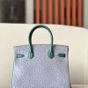 Birkin HSS 30 Ostrich Gris Agate(82)  and Vert Titlen (1T) Gold Hardware - Image 3