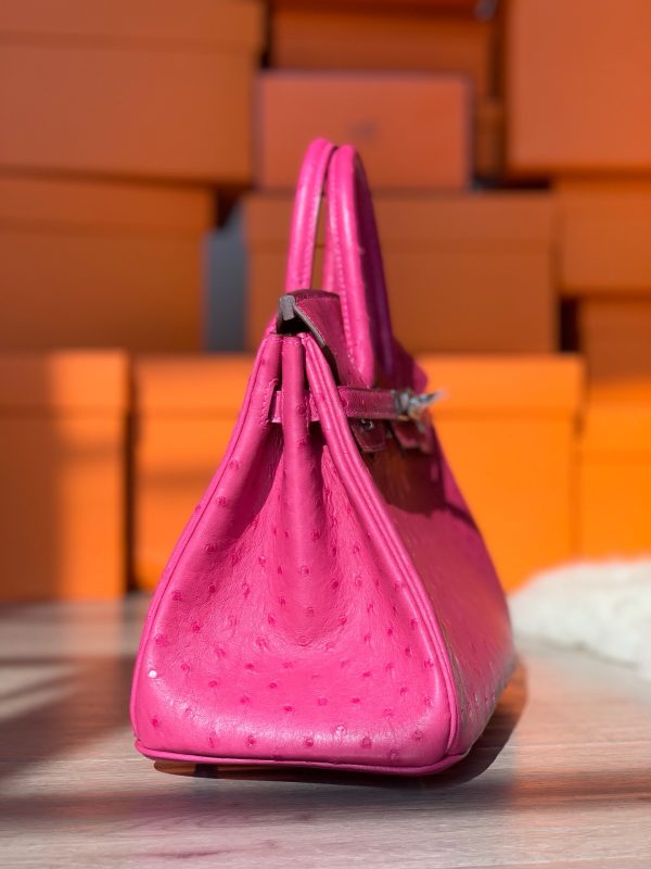 Birkin 25 Ostrich Rose Fourpre(L3)Palladium Hardware - Image 8