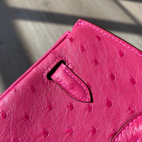 Birkin 25 Ostrich Rose Fourpre(L3)Palladium Hardware - Image 7