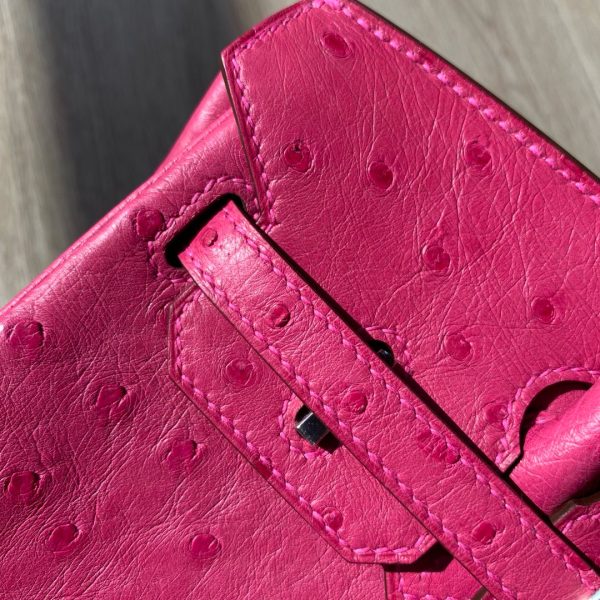 Birkin 25 Ostrich Rose Fourpre(L3)Palladium Hardware - Image 6