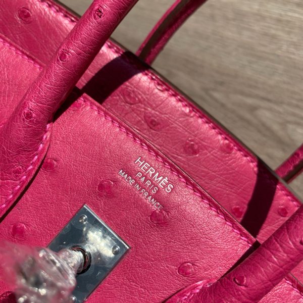 Birkin 25 Ostrich Rose Fourpre(L3)Palladium Hardware - Image 3
