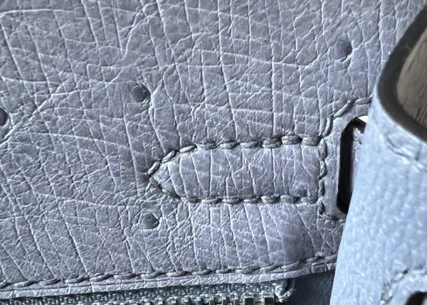 Kelly 25 Ostrich Gris Agate (82) Palladium Hardware - Image 8
