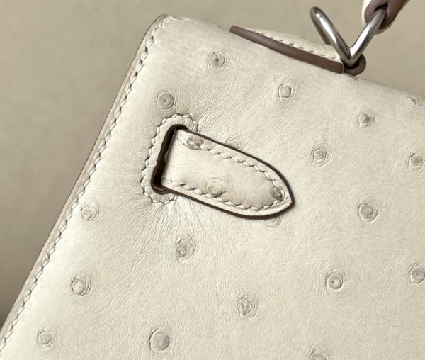 Kelly 25 Ostrich Parchemin (3C) Palladium Hardware - Image 8