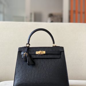 Kelly 25 Ostrich Nior(89) Gold Hardware