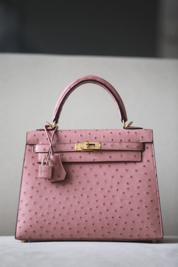 Kelly 25 Terre Ostrich Cuite(94) Gold Hardware