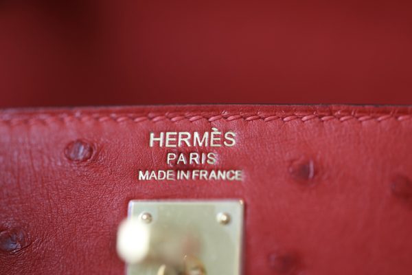 Kelly 25 Ostrich Rouge Tomate(S5) Gold Hardware - Image 12