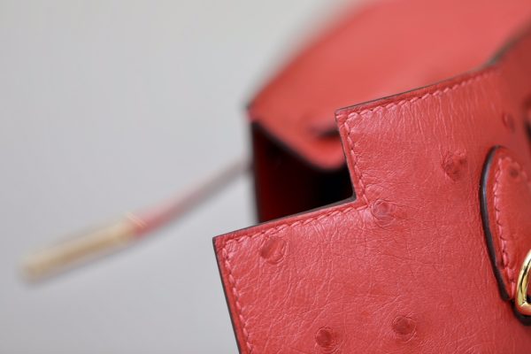 Kelly 25 Ostrich Rouge Tomate(S5) Gold Hardware - Image 9