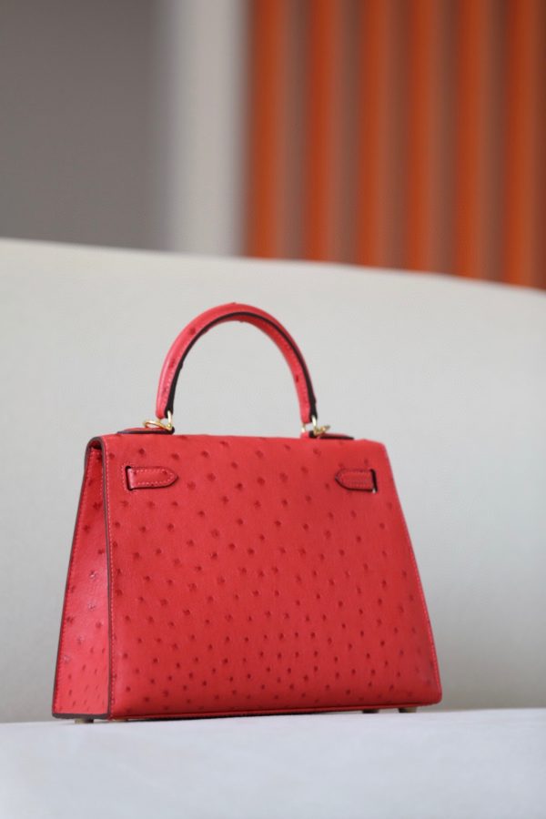 Kelly 25 Ostrich Rouge Tomate(S5) Gold Hardware - Image 3