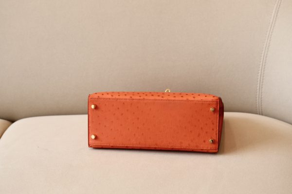 Kelly 25 Ostrich Orange(93) Gold Hardware - Image 5