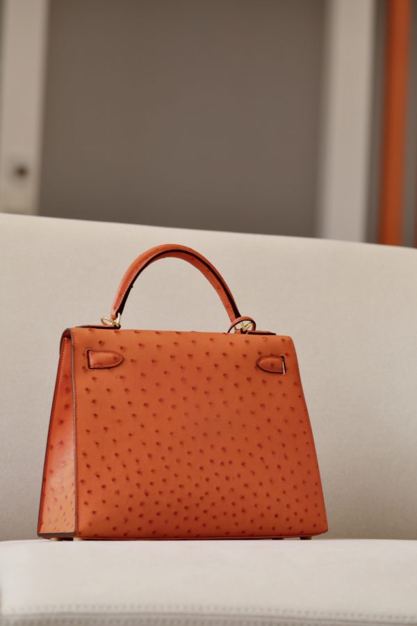 Kelly 25 Ostrich Orange(93) Gold Hardware - Image 2