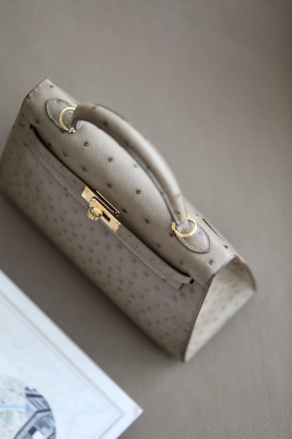 Kelly 25 Ostrich Etoupe(18) Gold Hardware - Image 6