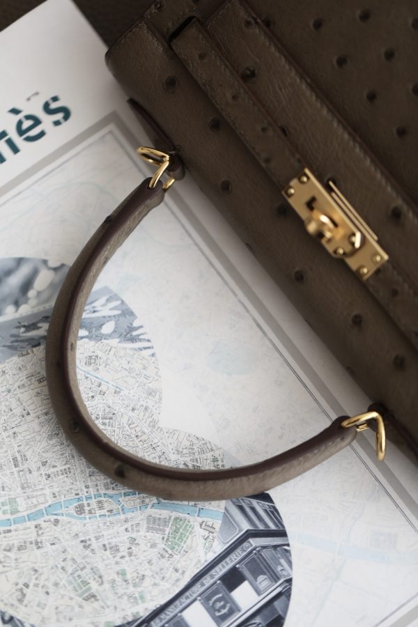 Kelly 25 Ostrich Etoupe(18) Gold Hardware - Image 5
