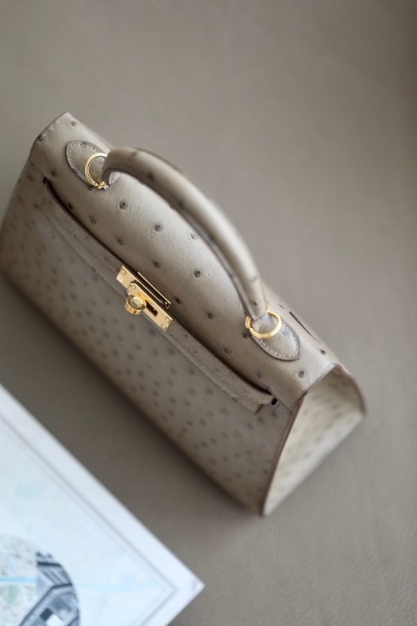 Kelly 25 Ostrich Etoupe(18) Gold Hardware - Image 3