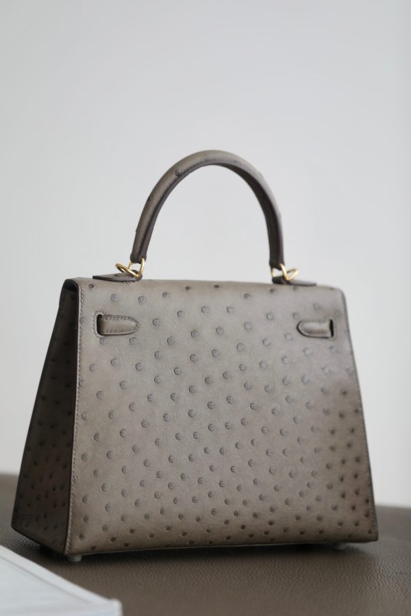 Kelly 25 Ostrich Etoupe(18) Gold Hardware - Image 2